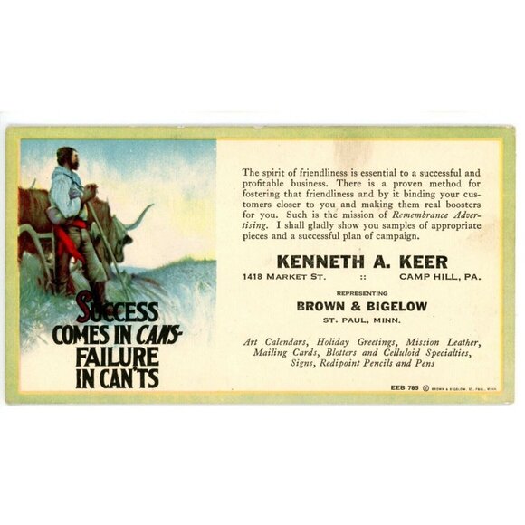 1880's Victorian Ink Blotter Kenneth Keer Farmer & Oxen-Antique! - Picture 2 of 3